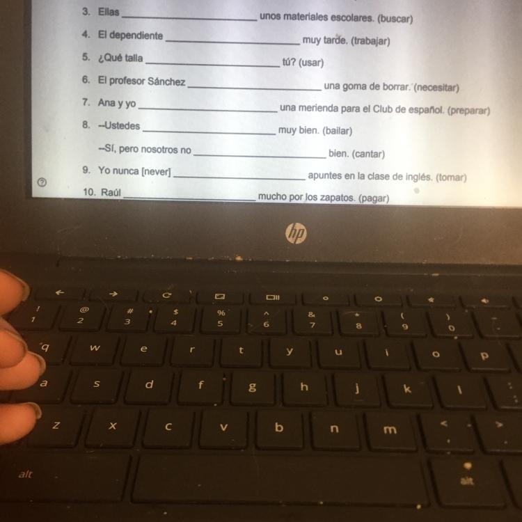 Help Complete each sentence with the correct form of the -ar verb in parentheses-example-1