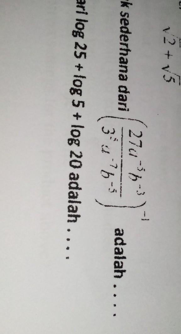 3. Hasil dari log 25 + log 5 + log 20 adalah​-example-1