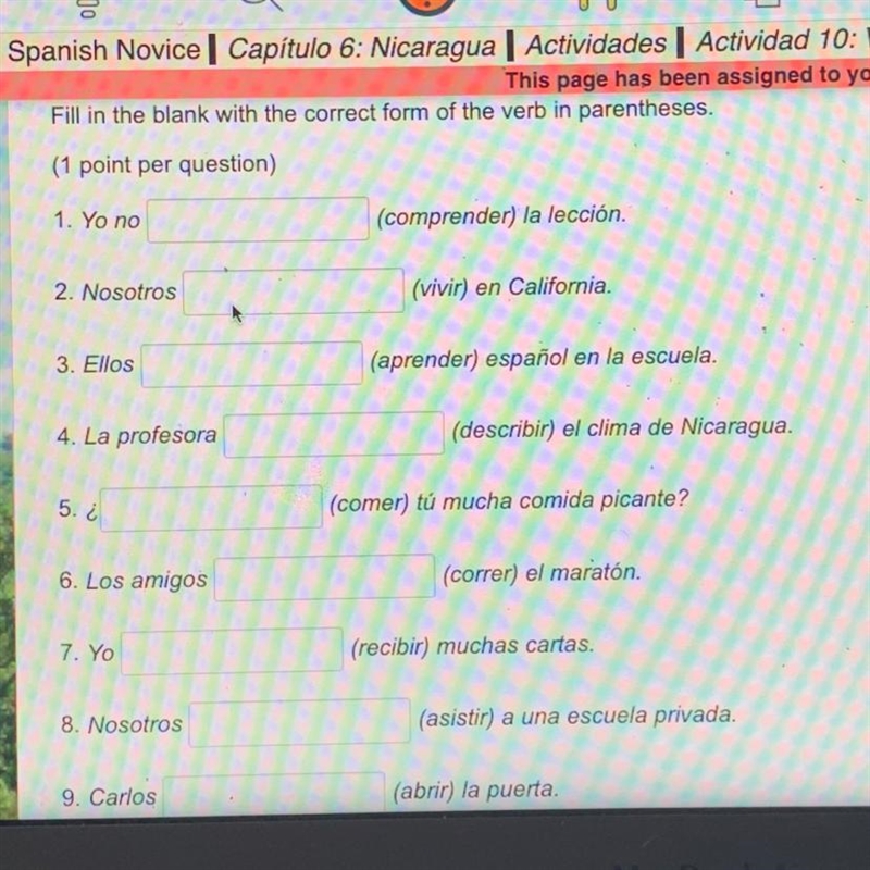 I need help with this Spanish i only have 2 times to submitted this assignment-example-1