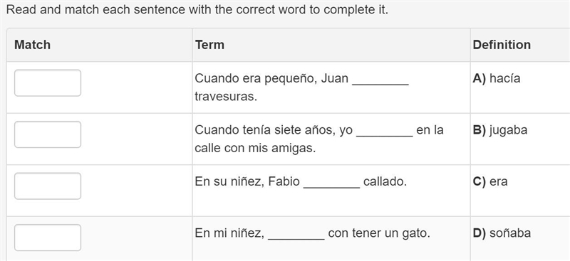 PLEASE HELP!!!!!!!!!!!!!!!!!! Cuando era pequeño, Juan ________ travesuras. Cuando-example-1