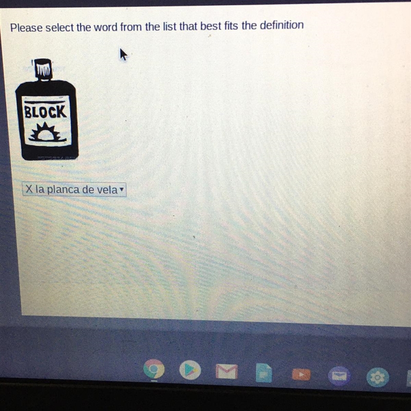 Please select the word from the list that best fits the definition BLOCK X la planca-example-1