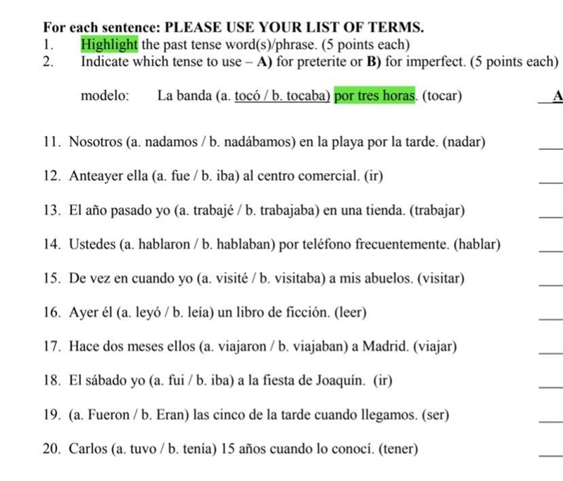 Preterite or Imperfect-example-1