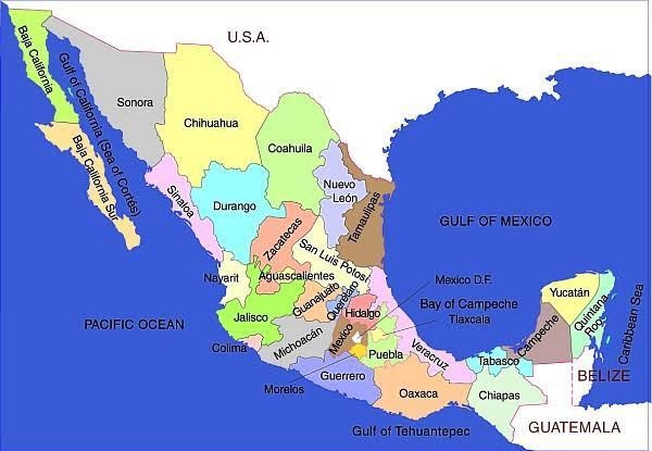 (MEXICO) Identify the geographical sites on this map Acapulco Belice Cancún Ciudad-example-1