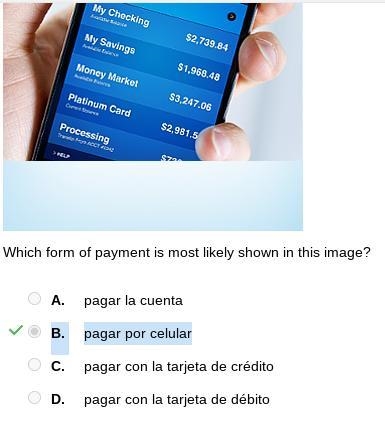 Which form of payment is most likely shown in this image? A. pagar la cuenta B. pagar-example-1