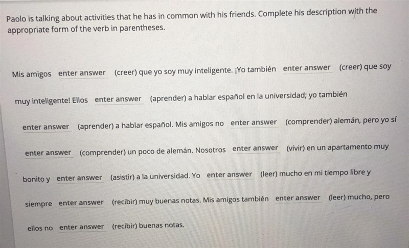 Er Ir regular present tense or er and ir verb.-example-1