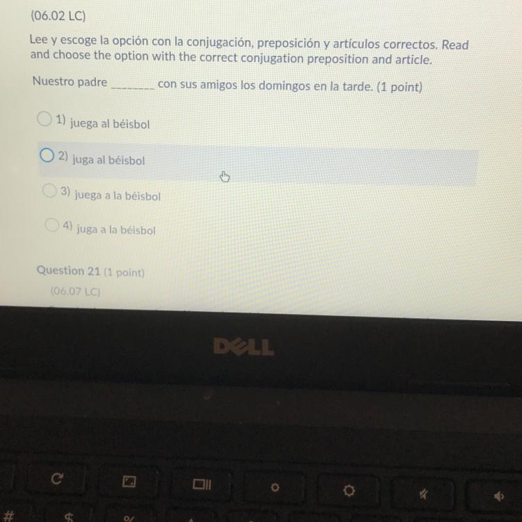 Read and choose the option with the correct conjugation preposition and article-example-1