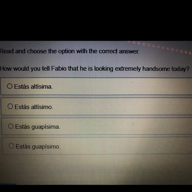 Read and choose the option with the correct answer. How would you tell Fabio that-example-1