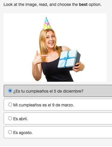 Look at the image, read, and choose the best option. A woman holding a birthday present-example-1