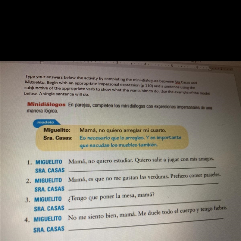 En parejas completen los minidialogos con expresiones impersonales de una manera logica-example-1