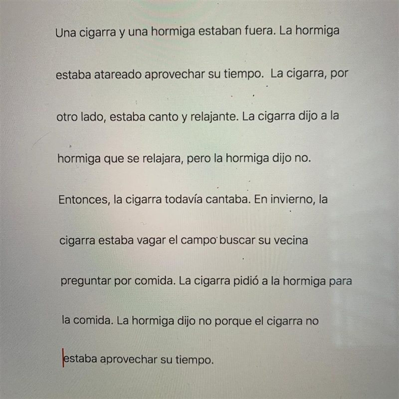 i’m writing a story summary in spanish (mexico). could someone please tell me what-example-1