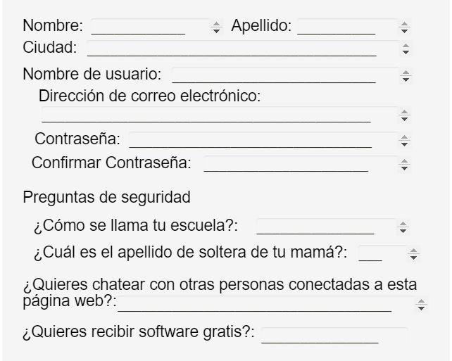 (20 pts) You are signing up for a membership at a website. Fill in the fields in Spanish-example-1