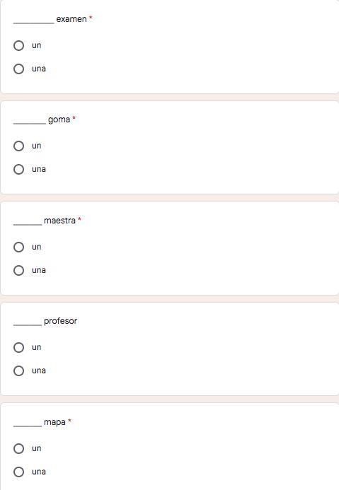 Someone please help with these Spanish questions. Find the correct indefinite article-example-1