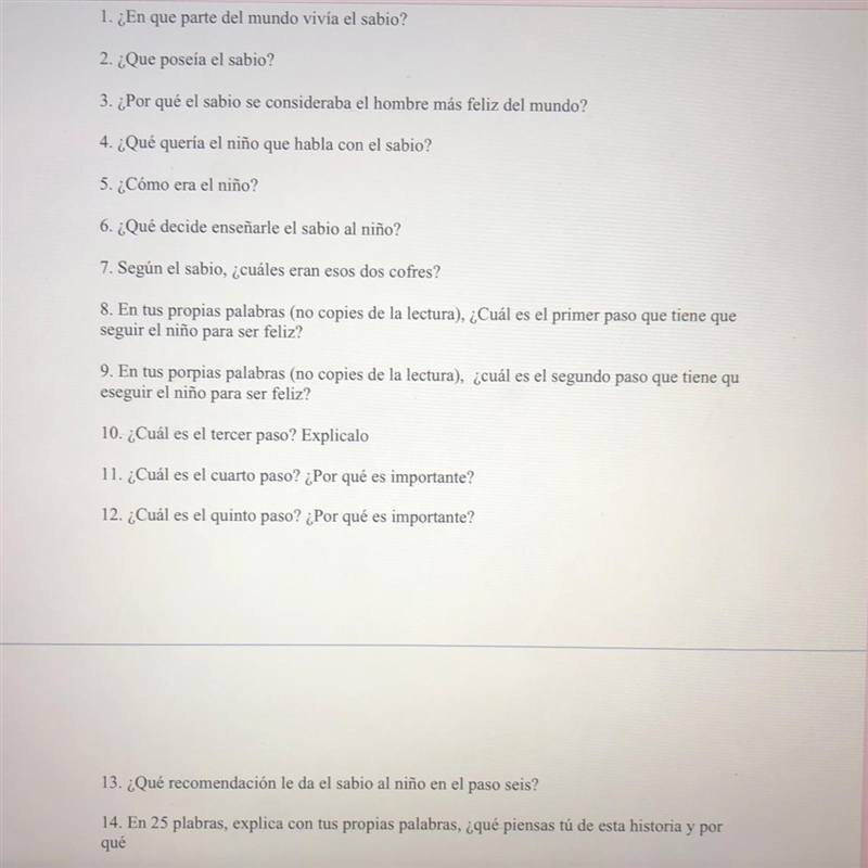 DONT NEED TO ANSWER ALL! I need the answers in Spanish Lectura 2 El Cofre Encantado-example-1