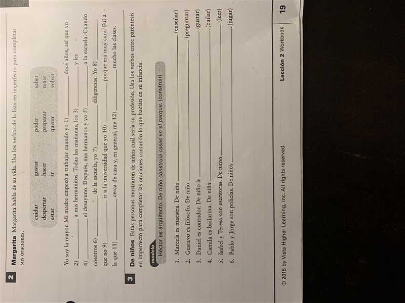 I need help on my Spanish 2 hw on 2.2 The Imperfect Activity 2 & 3.-example-1