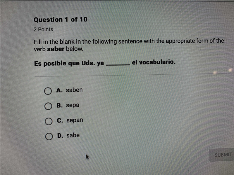 A. Saben B. Sepa C. Sepan D. Sabe-example-1