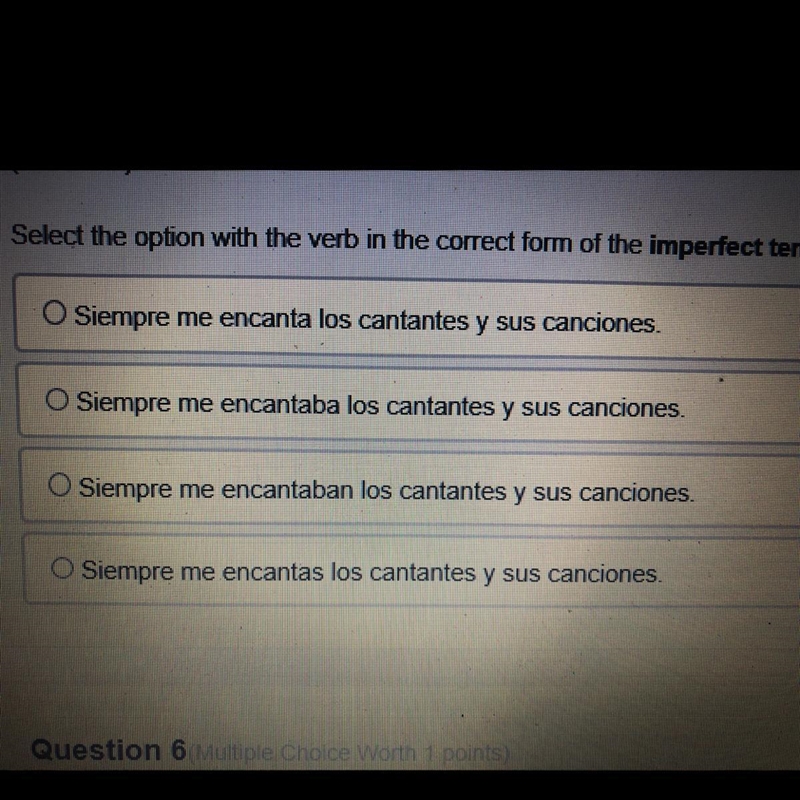 Select the option with the verb in the correct form of the imperfect tense.-example-1