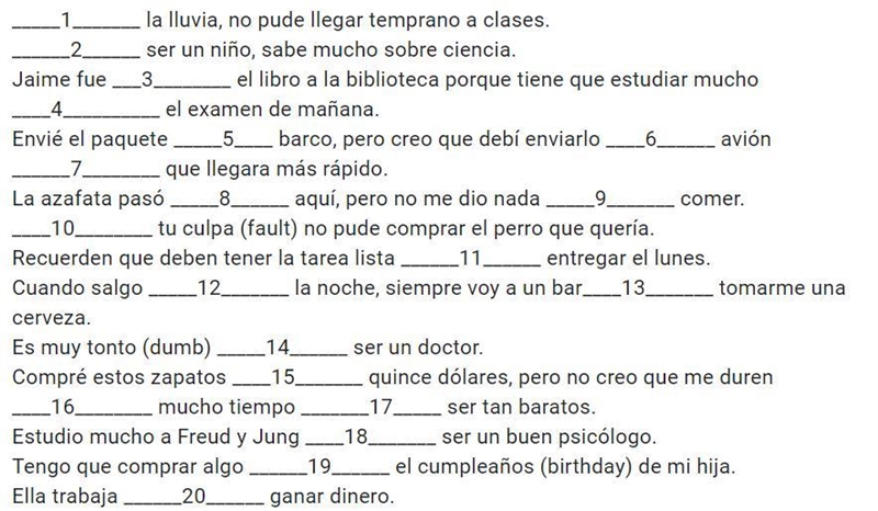 Please fill in the blank with either "por" or "para"-example-1