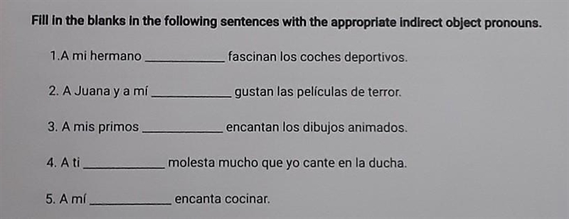 Fill in the blanks in the following sentences with the appropriate indirect ​-example-1