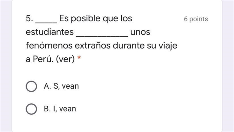 S for subjunctive and I for indicative.-example-1