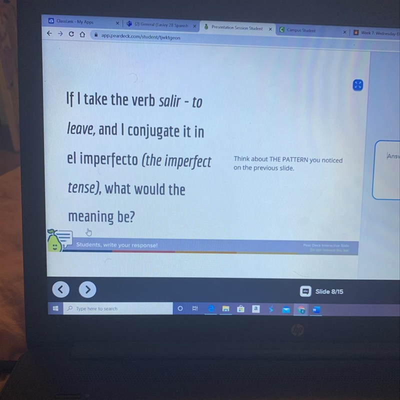 If I take the verb salir - to leave, and I conjugate it in el imperfecto (the imperfect-example-1