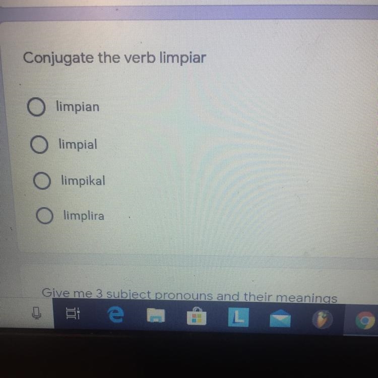 Conjugate the verb limpiar-example-1