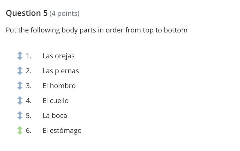 Put the following body parts in order from top to bottom-example-1