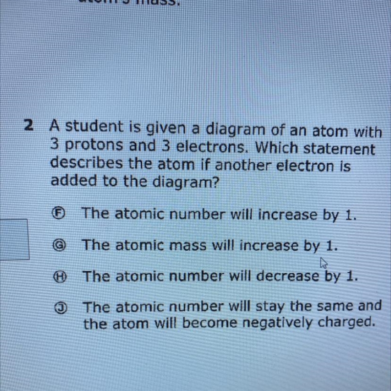 A student is given the diagram of an atom with three protons and three electrons which-example-1