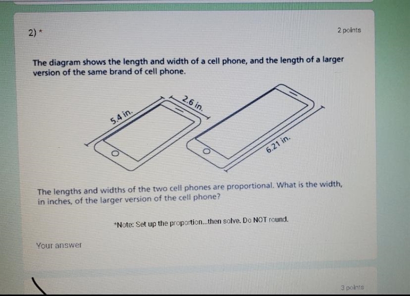 The diagram shows the length and width of a cell phone, and the length of a larger-example-1