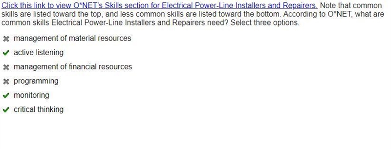 Click this link to view O*NET’s Skills section for Electrical Power-Line Installers-example-1