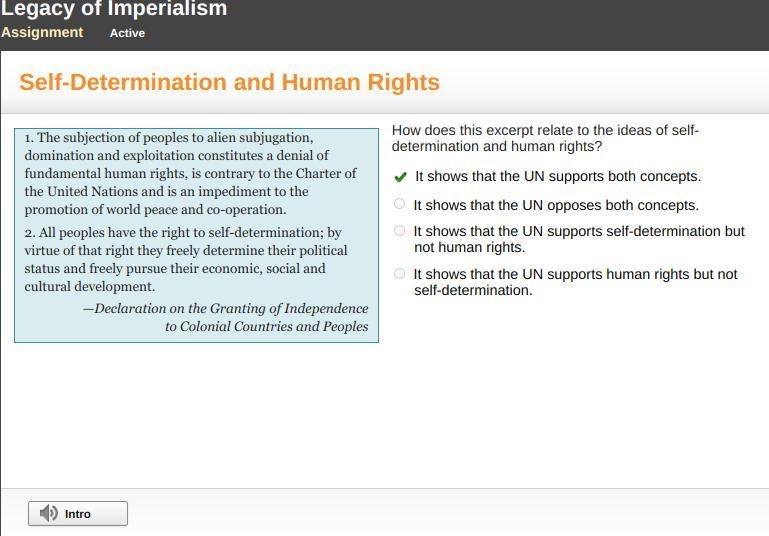 How does this excerpt relate to the ideas of self-determination and human rights? It-example-1