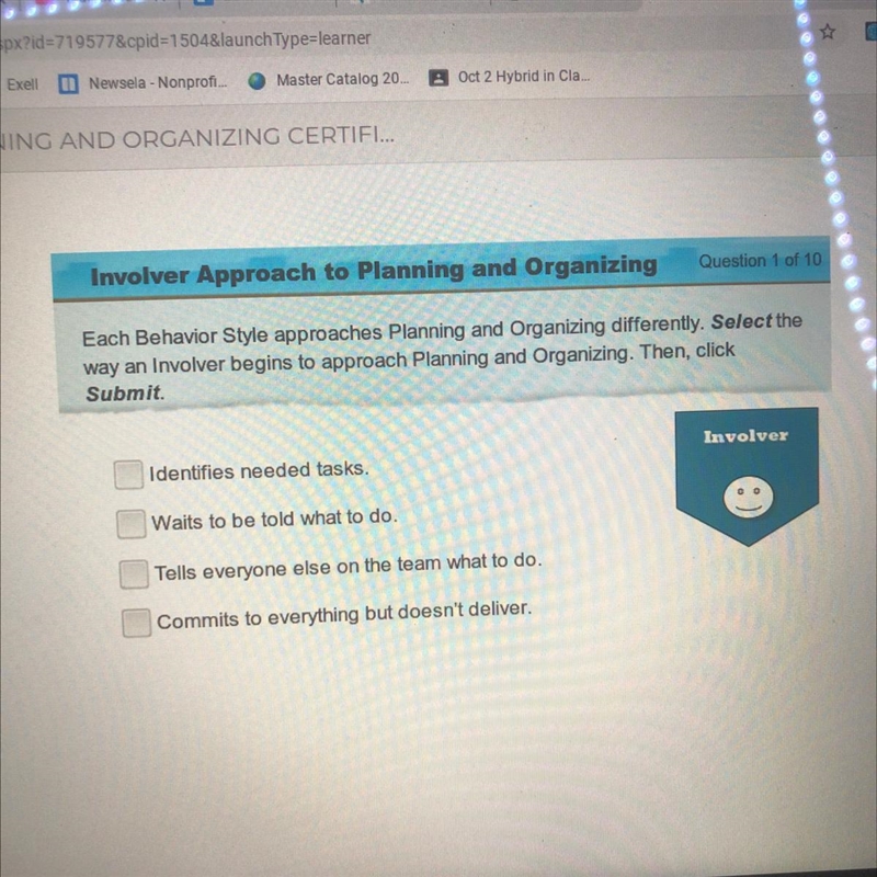 Each Behavior Style approaches Planning and Organizing differently. Select the way-example-1