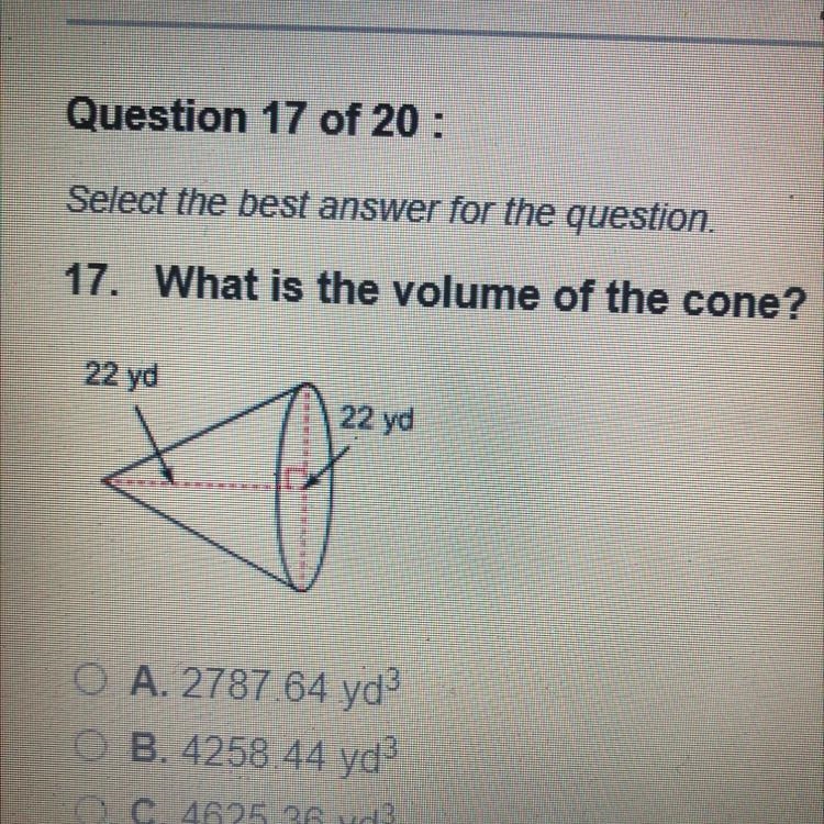 What is the volume of the cone-example-1