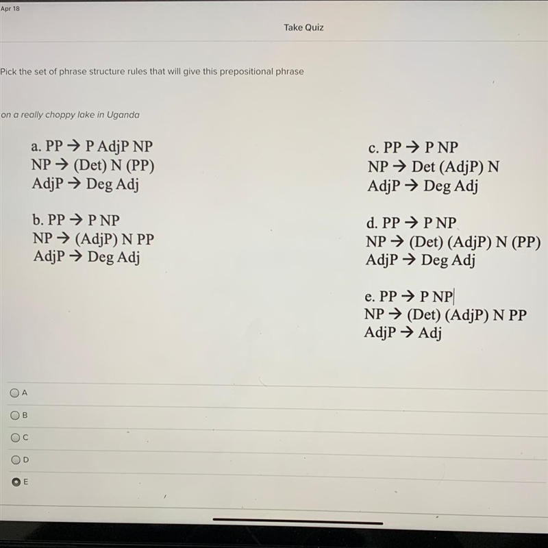 I need to know which letter to choose for the sentence structure of “ in a really-example-1