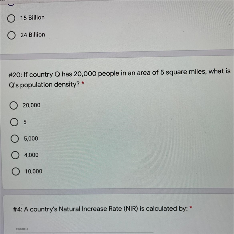 : If country Q has 20,000 people in an area of 5 square miles, what is Q's population-example-1