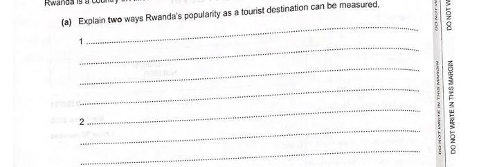 Explain two ways rwanda's popularity as a tourist destination can be measured-example-2