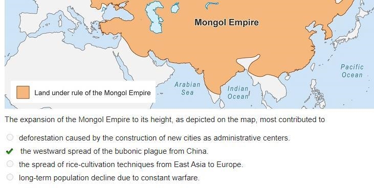 The expansion of the Mongol Empire to its height, as depicted on the map, most contributed-example-1