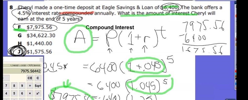 Cheryl made a one-time deposit at Eagle Savings & Loan of $6,400. The bank offers-example-1