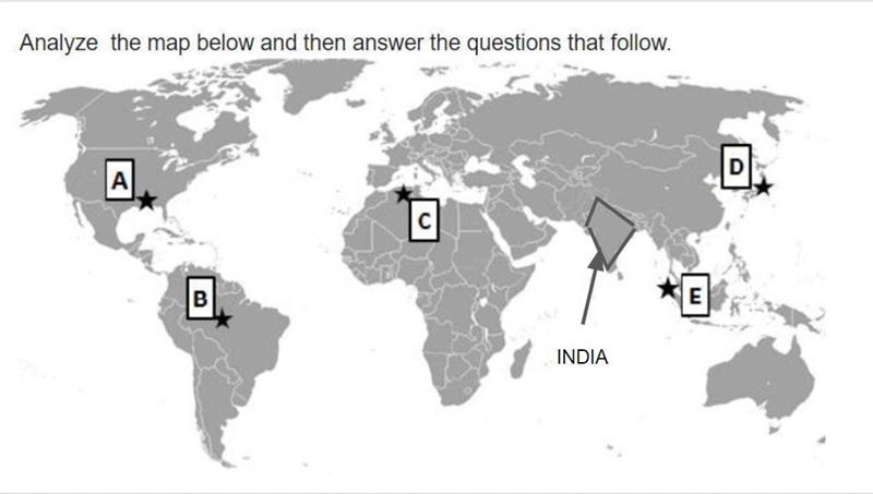 Which location on the map above was the site of a devastating tsunami in 2004, killing-example-1