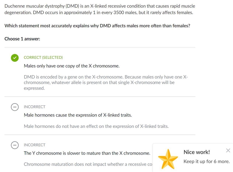 Duchenne muscular dystrophy (DMD) is an X-linked recessive condition that causes rapid-example-1