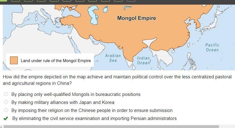 How did the empire depicted on the map achieve and maintain political control over-example-1