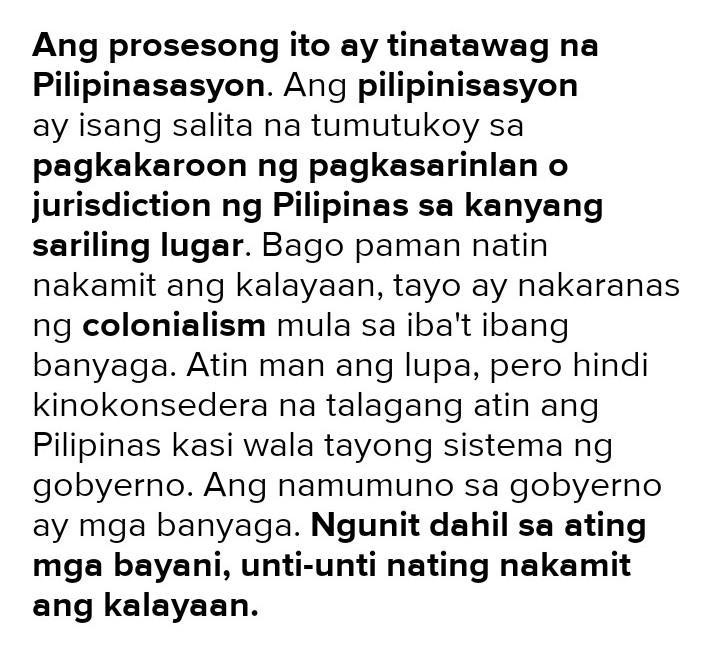 Ito ang unti unting paglipat ng kapangyarihan sa mga Pilipinong mamuno sa sariling-example-1