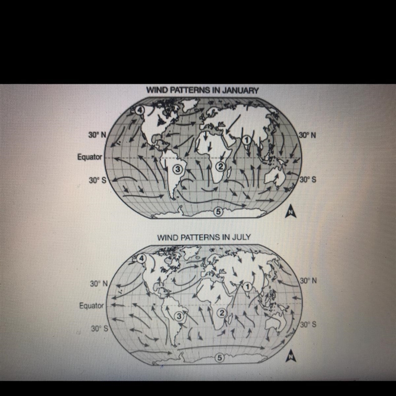 Based in the information in the diagrams describe the seasonal changes in globs wind-example-1