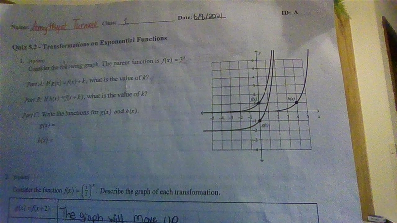 Consider the following. the parent function is f(x)=3^x. partA- IF g(x)=f(x)+k whats-example-1