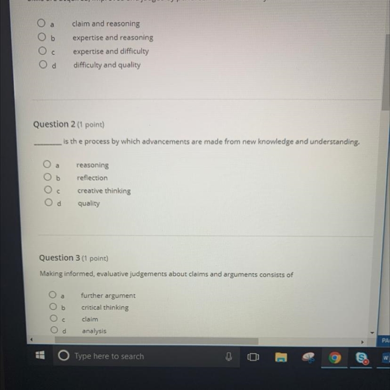 Need help please help me answer these 3 questions. The top question says, Skills are-example-1