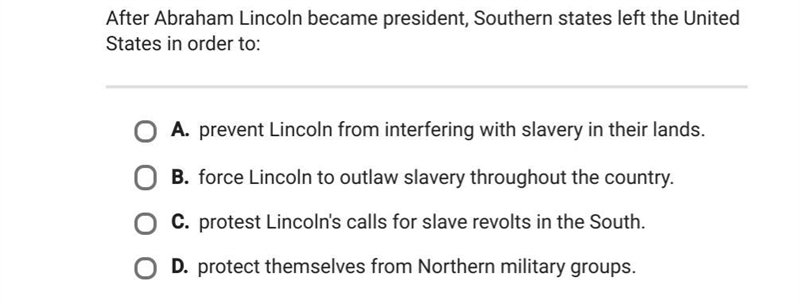 After Abraham lincoln became president , southern states the united states in order-example-1