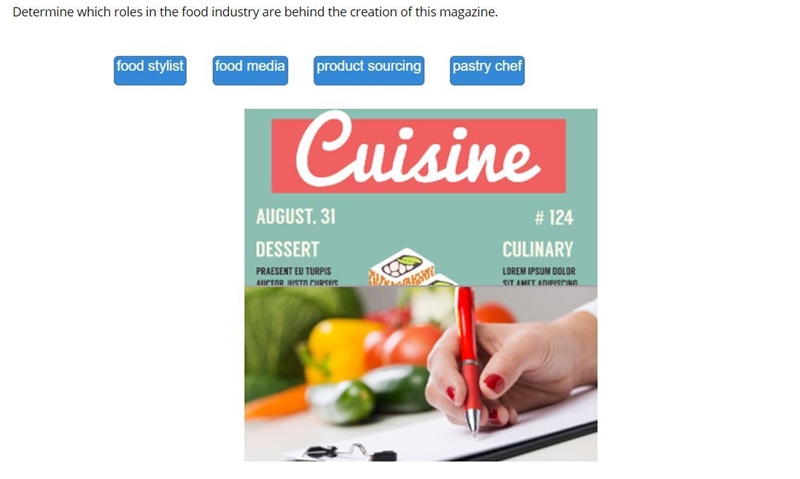 Determine which roles in the food industry are behind the creation of this magazine-example-1