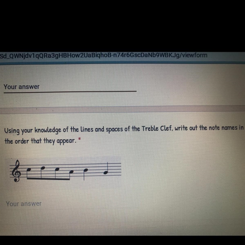 Using your knowledge of the lines and spaces of the Treble Clef, write out the note-example-1