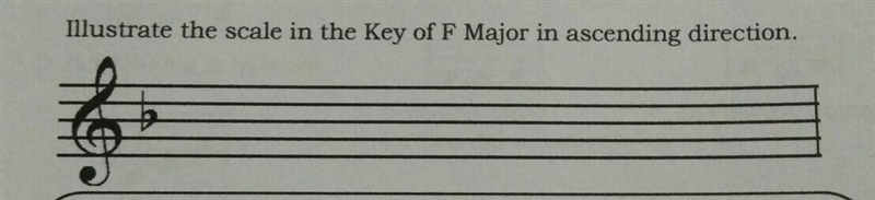 Illustrate the scale in the key of f major in ascending direction​-example-1