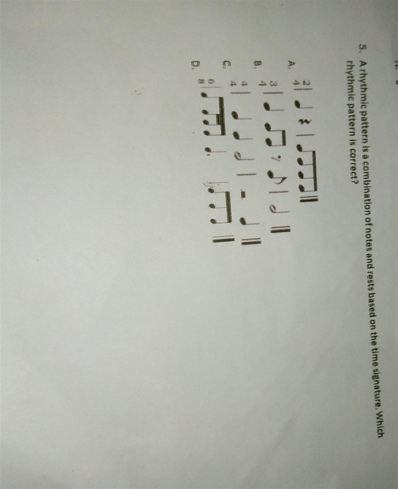 A rthythmic pattern is a combination of notes and rest based on the time signature-example-1