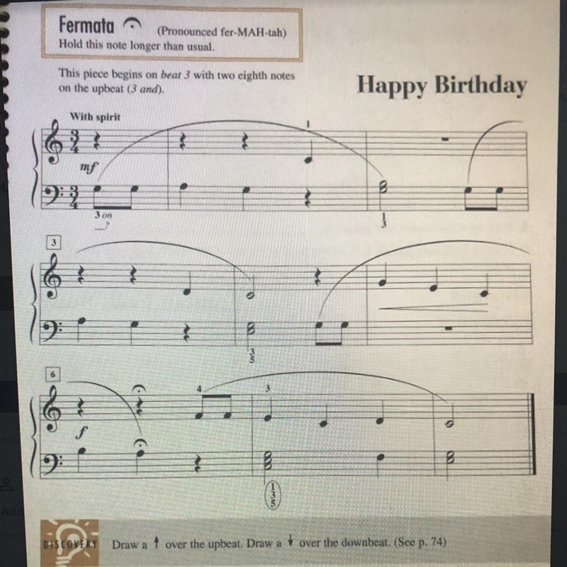 FILL IN THE BLANKS. 1. When the first measure doesn’t match the time signature (3/4) called-example-1